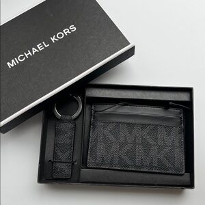 Michael Kors Men's Set Card Case Slim Wallet Key Ring